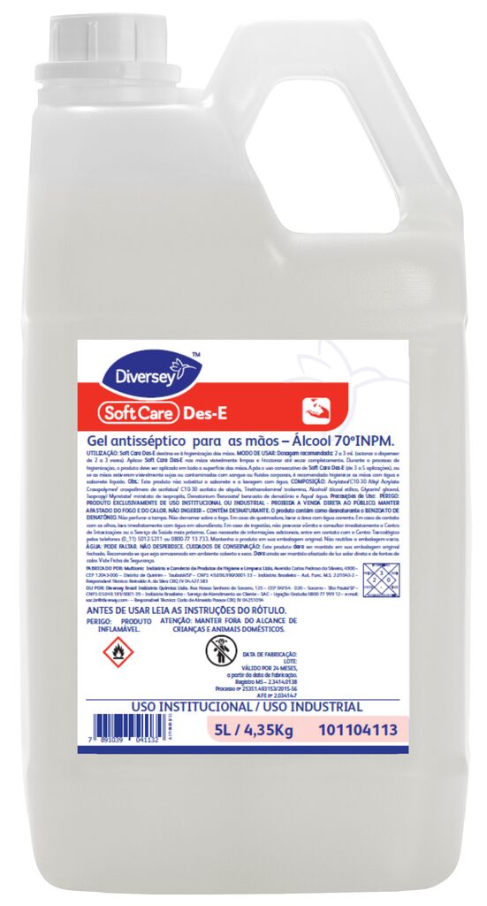 SOFT CARE DES-E 4x5L - GEL ANTISSÉPTICO PARA AS MÃOS – ÁLCOOL 70OINPM